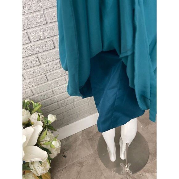Zaxants One Shoulder Deep Teal Fit & Flare Dress Size S - Picture 8 of 10